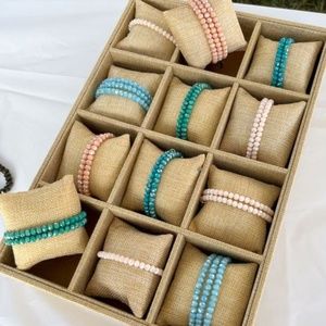 12 Slot Sackcloth Watch Jewelry Bracelet Tray